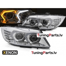 BMW E90/E91 (09-11) priekšējie lukturi, 3D LED, xenona, hromēti
