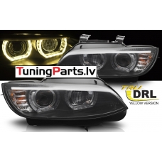 BMW E92/E93 (06-10) priekšējie lukturi, 3D LED eņģeļ acis, melni, Xenona, DRL BMW E92/E93 (06-10) priekšējie lukturi, 3D LED eņģeļ acis, melni, Xenona, DRL
