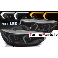BMW F32/F33 (13-17) priekšējie FULL LED DRL lukturi, melni