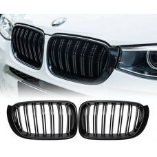 BMW X3 F25 / X4 F26 (14-17) priekšējās restes, melnas glancētas, dubultās