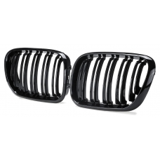 BMW X5 E53 (99-03) priekšējās restes, melnas/glancētas, dubultās