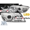 BMW E90/E91 (05-08) priekšējie lukturi, 3D LED eņģeļ acis, LED pagriezieni, hromēti