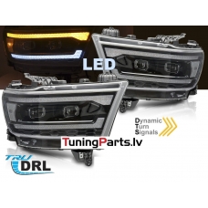 Dodge Ram (19-22) priekšējie lukturi LED DRL SEQ, melni WL