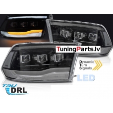 Dodge Ram (09-18) priekšējie lukturi LED DRL SEQ, melni WL