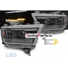 Dodge Ram (19-22) priekšējie lukturi LED Tube SEQ, melni, full LED