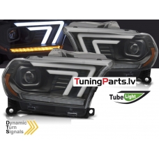 Dodge Durango (10-13) priekšējie lukturi LED TUBE, melni SEQ