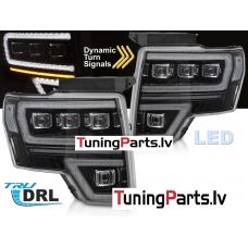 FORD F150 (08-14) priekšējie lukturi FULL LED SEQ WL, melni