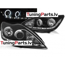 Ford Focus (08-10) priekšēji lukturi, eņģeļ acis, melni