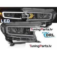 Ford Ranger (16-22) priekšējie lukturi FULL LED DRL SEQ, melni