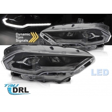 Ford Mustang (18-21) priekšējie FULL LED DRL SEQ WL lukturi, melni