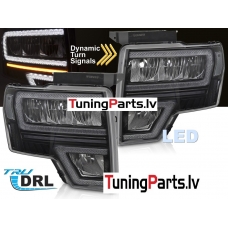 FORD F150 (08-14) priekšējie lukturi FULL LED SEQ WL, melni