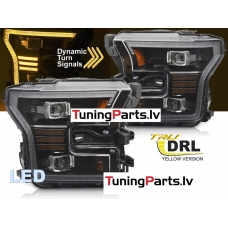 FORD F150 (14-17) priekšējie lukturi FULL LED DRL SEQ WL, melni