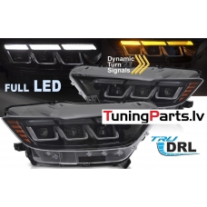 Ford Mustang (14-17) priekšējie FULL LED DRL lukturi, dinamiskie pagriezieni, gaismas sveiciena funkcija