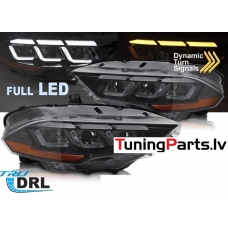 Ford Mustang (18-22) priekšējie FULL LED DRL lukturi, dinamiskie pagriezieni, gaismas sveiciena funkcija