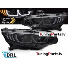 Honda Civic (16-21) priekšējie lukturi LED DRL SEQ, melni