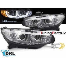 HONDA CIVIC X (16-21) FULL LED priekšējie lukturi, SEQ, hromēti