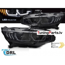 HONDA CIVIC X (16-21) FULL LED priekšējie lukturi, SEQ, melni
