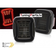 Jeep Wrangler YJ (91-96), TJ (96-06) LED aizmugurējie lukturi, dinamiskie pagriezieni, tonēti