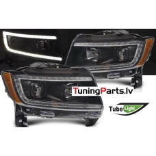 Jeep Grand Cherokee (11-13) priekšējie lukturi LED Tube, melni