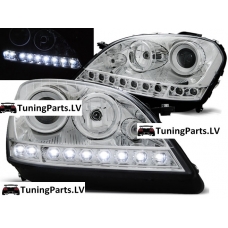 Mercedes-Benz W164 M-klase (05-07) priekšējie LED Dayline lukturi, hromēti