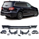 Mercedes GLS X166 (15-19) aizmugurējā bampera difuzors melns/hromēts + izpūtēja uzgaļi hromēti