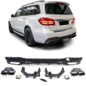 Mercedes GLS X166 (15-19) aizmugurējā bampera difuzors melns/glancēts + izpūtēja uzgaļi melni