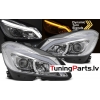 Mercedes Benz W204 C-class (11-14) priekšējie lukturi LED TUBE DRL, dinamiskie pagriezieni, hromēti