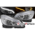 Mercedes Benz W204 C-class (11-14) priekšējie lukturi LED TUBE DRL, dinamiskie pagriezieni, hromēti