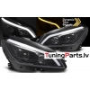 Mercedes Benz W204 C-class (11-14) priekšējie lukturi LED TUBE DRL, dinamiskie pagriezieni, melni/glancēti