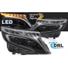 Mercedes V-class, Vito W447 (14-23) priekšējie FULL LED DRL lukturi, dinamiskie pagriezieni, gaismas sveiciena funkcija, melni