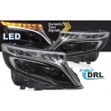Mercedes V-class, Vito W447 (14-23) priekšējie FULL LED DRL lukturi, dinamiskie pagriezieni, gaismas sveiciena funkcija, melni