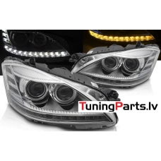 Mercedes-Benz W221 S-klase (05-09) priekšējie LED lukturi, hromēti, xenona Mercedes-Benz W221 S-klase (05-09) priekšējie LED lukturi, hromēti, xenona