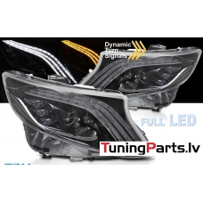 Mercedes V-class, Vito W447 (14-23) priekšējie FULL LED DRL lukturi, dinamiskie pagriezieni, gaismas sveiciena funkcija, melni Mercedes V-class, Vito W447 (14-23) priekšējie FULL LED DRL lukturi, dinamiskie pagriezieni, gaismas sveiciena funkcija, melni