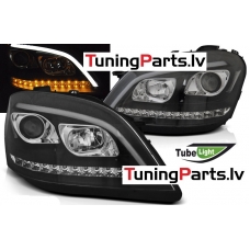 Mercedes W164 ML-CLASS (05-07) priekšējie LED Dayline lukturi, melni LED SEQ