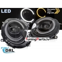 Mini Cooper (06-14 ) R55/R56/R57/R58/R59 FULL LED priekšējie lukturi, melni, dinamiskie pagriezieni, gaismas sveiciena funkcija