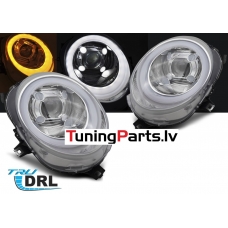 Mini Cooper (14-17) F55/F56/F57 priekšējie lukturi LED TUBE DRL, hromēti