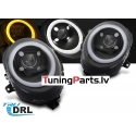 Mini Cooper (14-17) F55/F56/F57 priekšējie lukturi LED TUBE DRL, melni