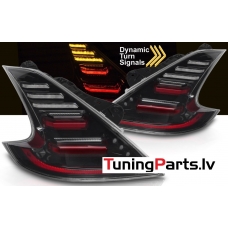 Nissan 370Z (09-20) aizmugurējie FULL LED lukturi, melni, dinamiskie pagriezieni, gaismas sveiciena funkcija