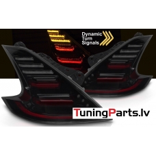 Nissan 370Z (09-20) aizmugurējie FULL LED lukturi, melni/tonēti, dinamiskie pagriezieni, gaismas sveiciena funkcija