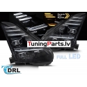 Nissan GT-R (08-23) priekšējie FULL LED DRL lukturi, dinamiskie pagriezieni, gaismas sveiciena funkcija, melni