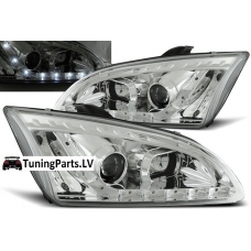 Ford Focus (04-08) priekšējie LED Dayline lukturi, hromēti
