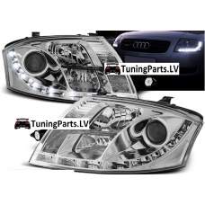 Audi TT 8N (98-06) priekšējie lukturi, LED dayline, hromēti