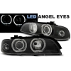 BMW E39 priekšējie lukturi, LED eņģeļ acis, melni, xenona