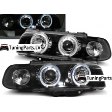 BMW E38 (94-98) priekšējie lukturi, eņģeļ acis, melni