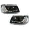 VW T5 priekšējie lukturi, LED dayline + LED pagriezieni, melni