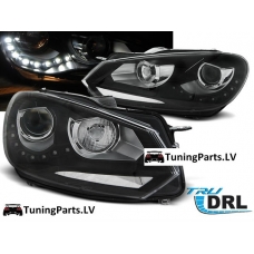 VW Golf 6 priekšējie LED dayline lukturi, DRL, melni