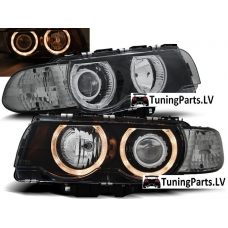 BMW E38 (98-02) priekšējie lukturi + pagriezieni, eņģeļ acis, melni