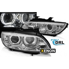 BMW E92/E93 (06-10) priekšējie lukturi, 3D LED eņģeļ acis, hromēti, Xenona, DRL, AFS