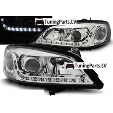 Opel Astra G (98-04) priekšējie LED Dayline lukturi, hromēti 