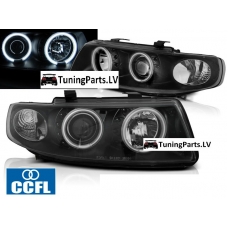 Seat Leon/Toledo (99-04) priekšējie lukturi, melni, CCFL eņgeļacis